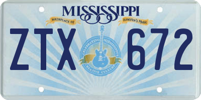 MS license plate ZTX672