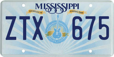 MS license plate ZTX675