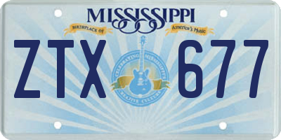 MS license plate ZTX677