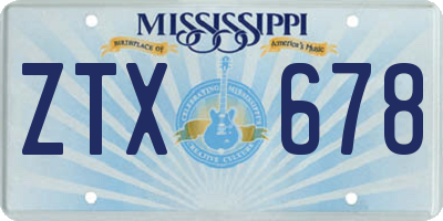 MS license plate ZTX678