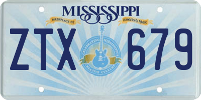 MS license plate ZTX679