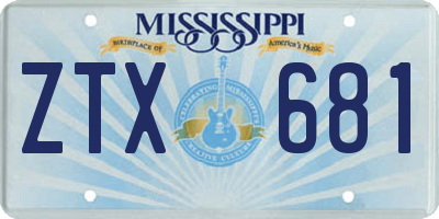 MS license plate ZTX681
