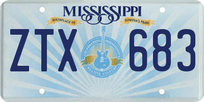 MS license plate ZTX683