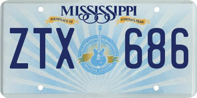 MS license plate ZTX686