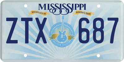 MS license plate ZTX687