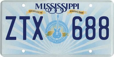 MS license plate ZTX688