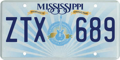 MS license plate ZTX689