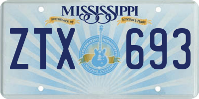 MS license plate ZTX693
