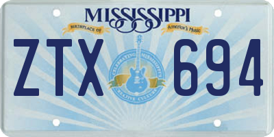 MS license plate ZTX694