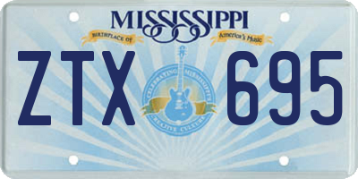 MS license plate ZTX695