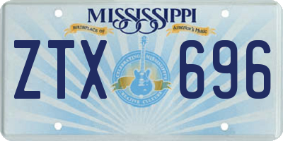 MS license plate ZTX696