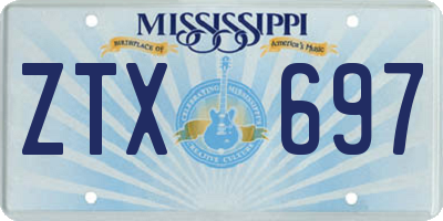 MS license plate ZTX697