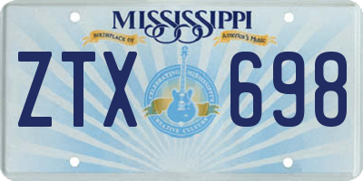 MS license plate ZTX698