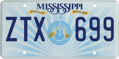 MS license plate ZTX699