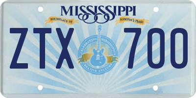 MS license plate ZTX700