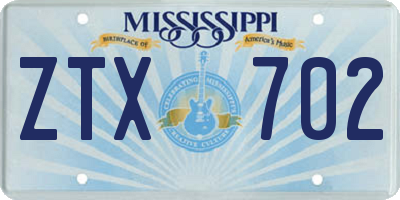 MS license plate ZTX702
