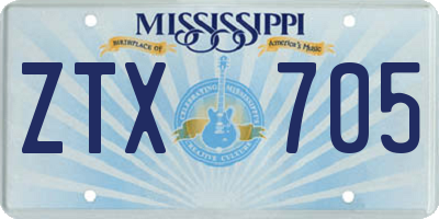 MS license plate ZTX705