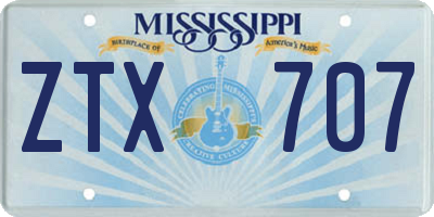 MS license plate ZTX707