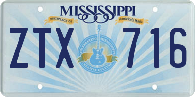 MS license plate ZTX716