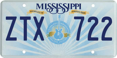 MS license plate ZTX722