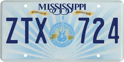 MS license plate ZTX724