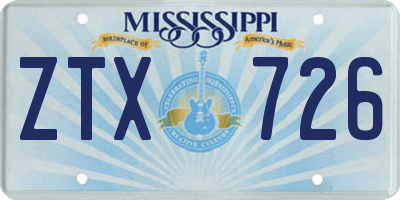 MS license plate ZTX726