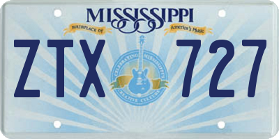 MS license plate ZTX727