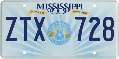 MS license plate ZTX728