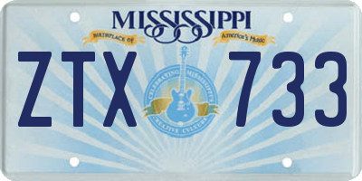 MS license plate ZTX733