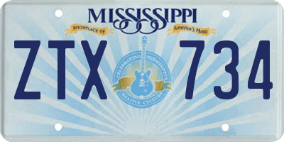 MS license plate ZTX734
