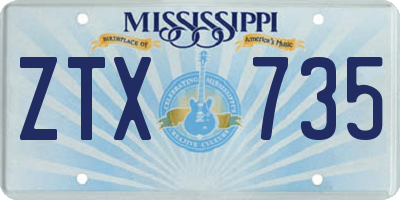 MS license plate ZTX735