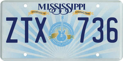 MS license plate ZTX736
