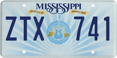 MS license plate ZTX741