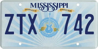 MS license plate ZTX742