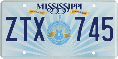 MS license plate ZTX745