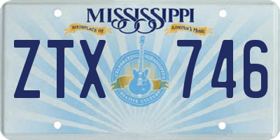 MS license plate ZTX746