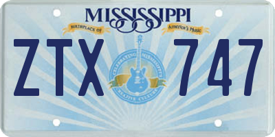 MS license plate ZTX747