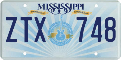 MS license plate ZTX748