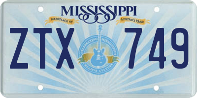 MS license plate ZTX749