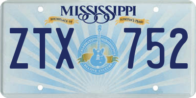 MS license plate ZTX752