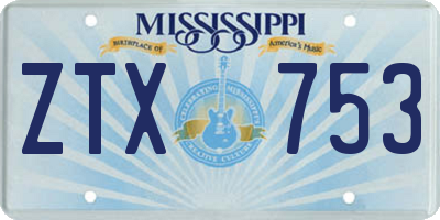 MS license plate ZTX753