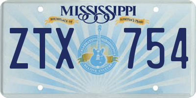 MS license plate ZTX754