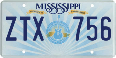 MS license plate ZTX756