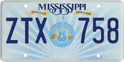 MS license plate ZTX758