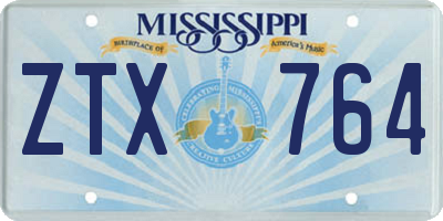 MS license plate ZTX764