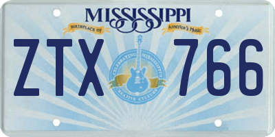 MS license plate ZTX766