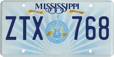 MS license plate ZTX768
