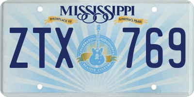 MS license plate ZTX769