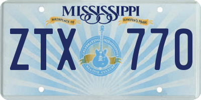 MS license plate ZTX770