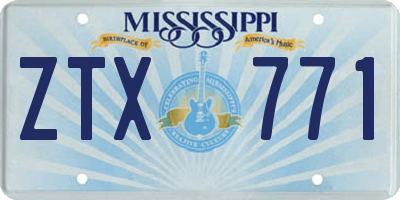 MS license plate ZTX771